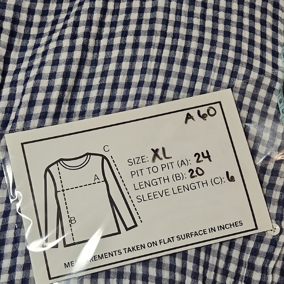 beachlunchlounge Double Layer Cotton Gauze Button-Down Shirt In Gingham Plaid XL - Picture 7 of 7